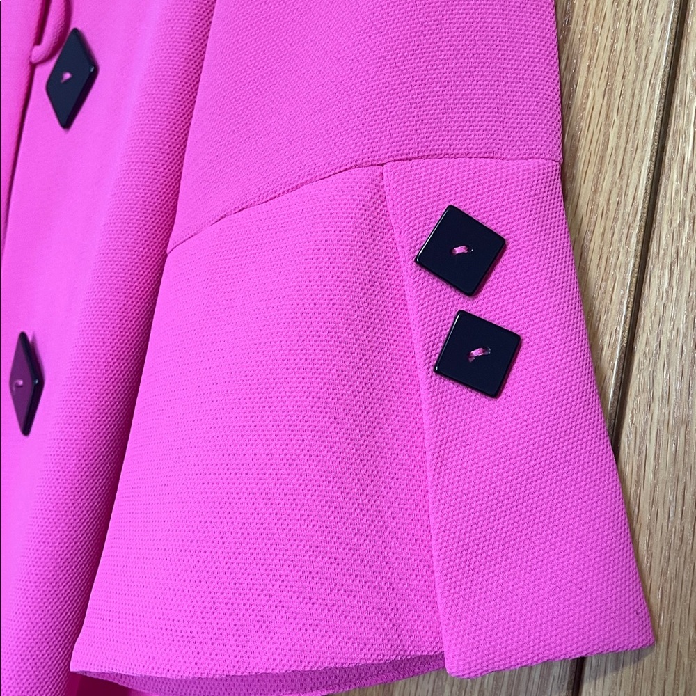 IC by Connie K Hot Pink Pleated Back Jacket 3/4 Sleeves - Picture 3 of 6